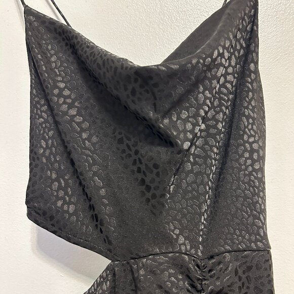 Black Satin Topshop Animal Print Cutout Dress - Picture 2 of 4